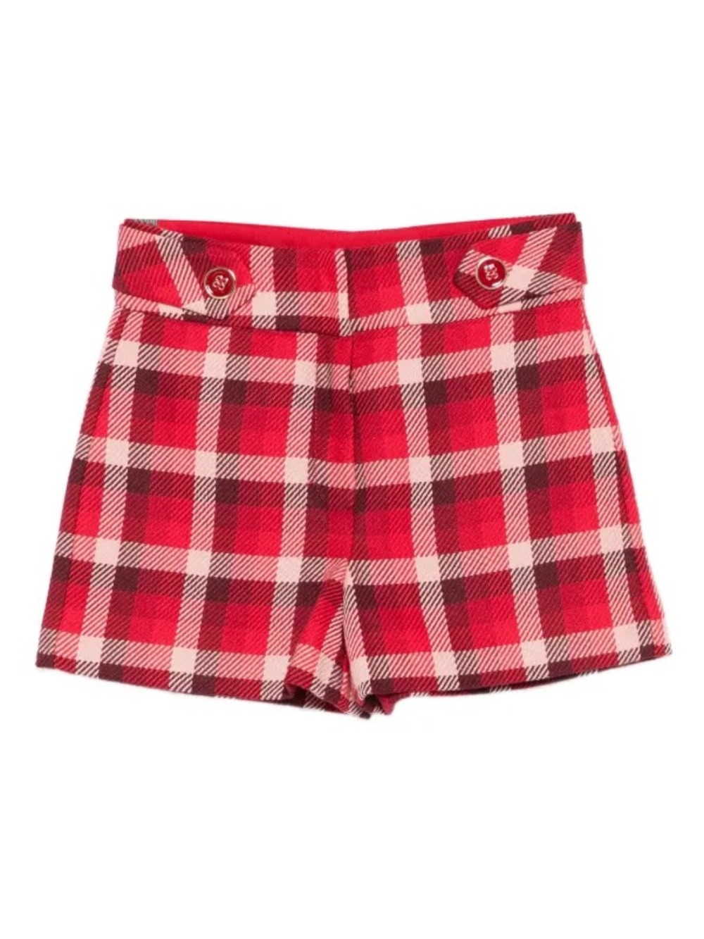 Abel & Lula Red Checked Button-Front Kids Shorts nwot